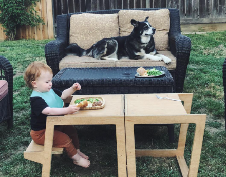 baby and dog