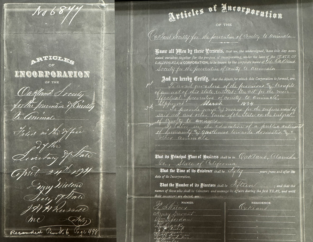 Articles of incorporation from 1874.